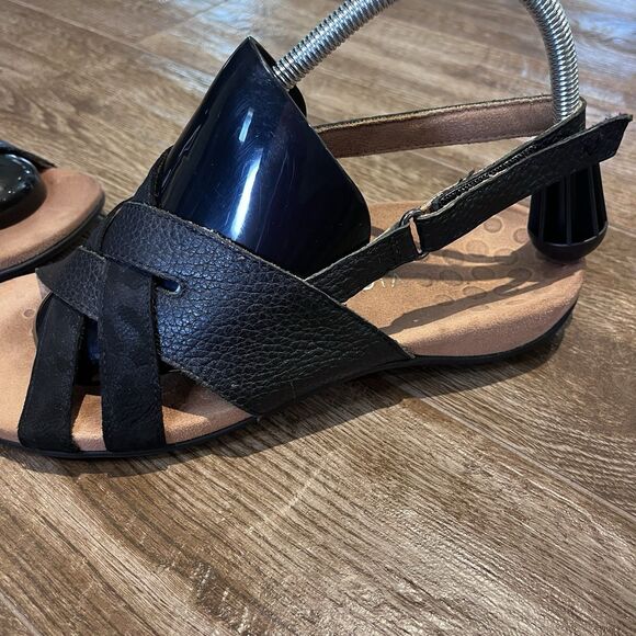 Vionic Eira Sandals Women's Black 8.5 Strappy Woven Pebble Leather Comfortable - Picture 8 of 14